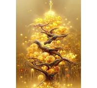 AEFOUU Tableau abstrait classique de luxe, arbre à argent doré porte-bonheur, impression sur toile, décoration de salon (60x80cm/cadre intérieur)