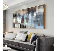 AEFOUU Tableau abstrait encadré, style graffiti coloré et fantastique bleu sur fond blanc, décoration murale moderne pour chambre (35 x 72 cm / 14 x 28 pouces)