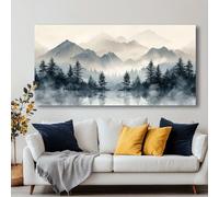 AEFOUU Tableau abstrait minimaliste moderne représentant une montagne - Affiche encadrée sur toile, paysage idéal pour le salon ou la chambre (35 x 72 cm)