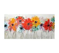AEFOUU Tableau abstrait moderne bohème floral sur toile, grand format, paysage floral coloré, décoration murale pour salon (20x40 cm/cadre intérieur)