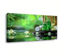 AEFOUU Tableau abstrait moderne inspiré des éléments de spa - Impression sur toile encadrée, style minimaliste beige et marron, pour chambre ou salon (25 x 45 cm)