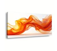 AEFOUU Tableau abstrait moderne sur toile orange et blanche - Encadré - Design minimaliste et contemporain pour le salon (45 x 85 cm)