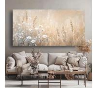 AEFOUU Tableau abstrait moderne sur toile représentant un champ de blé, paysage serein horizontal pour salon ou bureau (40 x 80 cm/sans cadre)