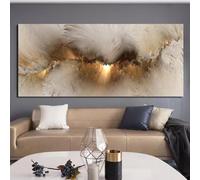 AEFOUU Tableau abstrait nuage gris et jaune, affiche et impression sur toile, art moderne, décoration murale indépendante pour salon (30x60cm/cadre intérieur)