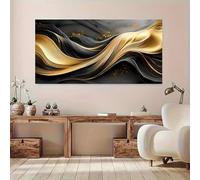 AEFOUU Tableau moderne sur toile aux lignes ondulées dorées, affiches modernes pour la décoration de la chambre et du salon (70 x 120 cm, sans cadre)