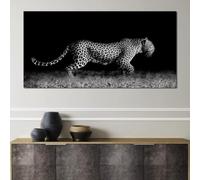 AEFOUU Tableau moderne sur toile représentant un guépard noir et blanc et un léopard, idéal pour la décoration murale d'un bureau ou d'un salon (30 x 60 cm, sans cadre)