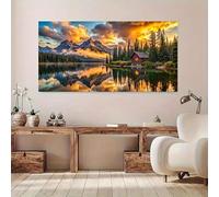 AEFOUU Tableau moderne sur toile représentant un paysage réfléchissant, idéal pour le salon ou la chambre 70 x 120 cm, sans cadre