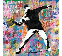 AEFOUU Tableau mural Banksy « Suivez vos rêves », affiche et impression sur toile, style pop art urbain, graffiti, décoration intérieure (60 x 60 cm, cadre intérieur)