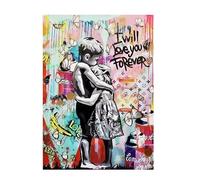 AEFOUU Tableau mural moderne de style street art, style graffiti de Banksy, impression sur toile HD, pour la décoration de la maison, de la chambre ou du salon (20x35 cm, cadre intérieur)