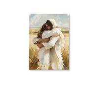 AEFOUU Tableau mural vintage classique représentant Dieu enlacé, impression sur toile religieuse classique (70x100cm/sans cadre)
