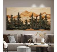 AEFOUU Tableau rustique sur bois représentant une forêt de sapins et des montagnes, affiche et impressions sur toile (20x40cm/8x16pouces/sans cadre)