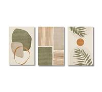 AEFOUU Tableau sur toile style simple, imprimé sur toile, motif feuilles tropicales et formes abstraites, illustration moderne, décoration bohème (40x60cm/cadre intérieur)