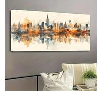 AEFOUU Toile décorative moderne abstraite représentant un paysage urbain avec une ligne d'horizon vibrante Idéale pour la décoration murale de la maison ou du bureau (40 x 80 cm