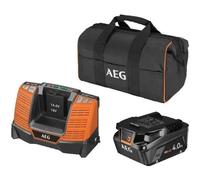 AEG Pack batterie 18V 4.0Ah L1840SHD + chargeur rapide – PRO18V, protection thermique, sac inclus