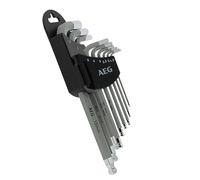 AEG 9 clés 6 pans + support : 1,5 - 2 - 2,5 - 3 - 4 - 5 - 6 - 8 - 10 mm, Gris
