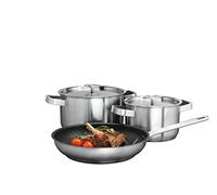 AEG A3SS Set menaje 2 casseroles (16 cm et 20 cm) et 1 poêle (24 cm), acier inoxydable