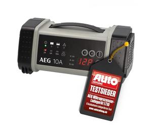 AEG Automotive 97024 Chargeur de Batterie à microprocesseur LT 10 A pour 12/24 V 9 étapes Power Supply Régulation Automatique de la température Noir/Rouge