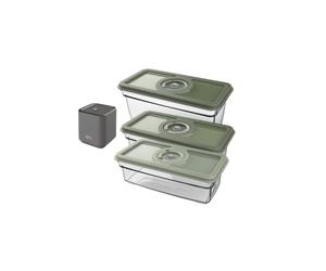 AEG AVFK1+ Fresh Kit+ Machine à emballer sous vide (pompe de mise sous vide manuelle, 3 récipients hermétiques avec fonction date, mise sous vide rapide des aliments, conservation des nutriments)