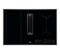 AEG CCE84543FB Plaque à induction extractrice intégrée, 80 cm, 4 zones Power, 1 filtre à charbon 2 en 1, fonction pont, arrêt automatique, verrouillage de sécurit noir, fabriqué en DE