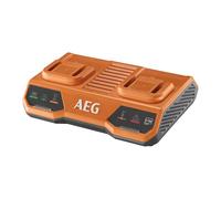 AEG - Chargeur 18V, double port, tension secteur 220-240V, pour batteries 18V de 1,5 à 9,0 Ah, mode charge en simultané.