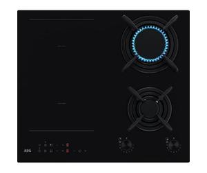 AEG CN071436DH Plateau cuisson gaz/induction mixte verre noir 60 cm grilles fonte