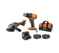 AEG - Duo 18 Volts - Perceuse & meuleuse 125 mm Brushless, 2 batteries 4,0 Ah, chargeur, sac de rangement - JP18AA2-402B