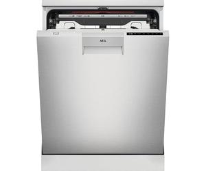 AEG FFB76717PM Lave-vaisselle, pose libre, 60 cm, 14 couverts, système AirDry, écran numérique XL, cavité XXL, fonction extra hygiénique, softpikes, moteur inverter, 44 dB(A), acier inoxydable