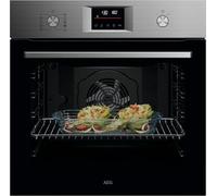 AEG Four encastré/série 5 air chaud : résultats de cuisson homogènes sur 3 niveaux/auto-nettoyage de pyrolyse/45 programmes automatiques/écran tactile LED/chauffage rapide/acier inoxydable/OU5PB40ZSM
