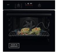 AEG Four encastré WiFi, écran tactile LED série 5, fabriqué en Allemagne, pyrolyse autonettoyante, débit d'humidité : croûtes croustillantes, capteur de température à cœur, 45 programmes automatiques