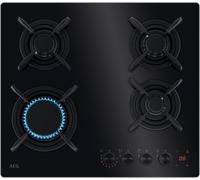 AEG HKB64453NB, Noir, Intégré, 59 cm, Plaque de cuisson à gaz, verre, 4 zone(s)