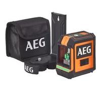 AEG Mesure laser CLG220-B, portée 20 m, laser vert, 2 lignes, avec 1 adaptateur, 2 piles AA, 1 pochette de rangement, bande velcro G