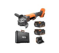 AEG - Meuleuse 125 mm sans-fil 18 Volts, 9200 tr/min avec 2 batteries Pro lithium 4,0 Ah, chargeur et un sac - BEWS18-125X2-402B