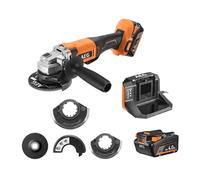 AEG - Meuleuse 125 mm sans-fil 18 Volts, 9200 tr/min avec 2 batteries Pro lithium 4,0 Ah, chargeur et un sac - BEWS18-125X2-402B