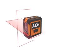 AEG - Niveau laser croix, portée 15 m, laser rouge, 2 lignes, avec 1 adaptateur, 2 piles AA, 1 pochette de rangement, bande velcro, en carton - CLR215-B
