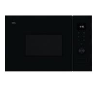 AEG OS5MG20EB - Micro-ondes encastrable, 20 L, 800 W, grill, écran LED, ouverture électronique, noir avec finition en acier inoxydable, anti-traces de doigts