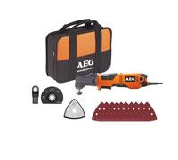 AEG Outil Multifonction OMNI 300 - Tête Interchangeable, Moteur 300W, Accessoires multiples, Polyvalent pour Découpe, Ponçage, Déjointage - Idéal Chantier et Rénovation