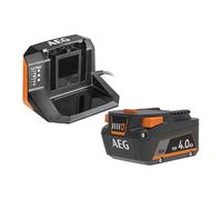 AEG Pack Batterie + Chargeur 18V L1840S - Batterie Pro Lithium 4.0Ah + Chargeur Rapid - Compatible Gamme PRO18V - Puissance, Autonomie et Charge Rapide pour Travaux Intensifs