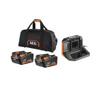 AEG - Pack de 2 Batteries 4Ah 18 Volts (PRO18V) et Son Chargeur, livrée dans Son Sac de Rangement - SETLL1840S