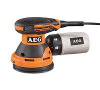 AEG - Ponceuse Excentrique 300 Watts 125 mm, 7000 à 15000 trs/mn, Démarrage en Douceur, Variateur, Frein de Patin, Aspiration intégré, Livrée avec Sac à Poussière & 3 Abrasifs - EX125 ES