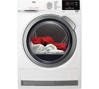 AEG T7DEG844 Sèche-linge avec pompe à chaleur à installation gratuite, 8 kg, série 7000, moteur inverseur, 8 cycles de séchage, programme rapide, panneau de commande LCD, porte XL argenté, blanc, A++