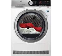 AEG T9DEC866 Sèche-linge avec pompe à chaleur de libre installation, 8 kg, série 9000, moteur inverter, 8 cycles de séchage, lumière intérieure, programme rapide, panneau de contrôle LCD, porte XL argentée, blanc, A++