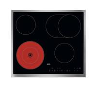 AEG TN64RA06XB Plaque de cuisson vitrocéramique autonome 60 cm, 4 zones de cuisson, superposées, zone de cuisson multicirculaire, régulation précise de la chaleur sur 14 niveaux, cadre ultra plat