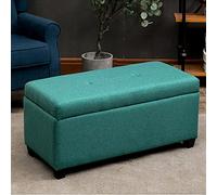 AEGCAOJH Banc de Rangement Lavable, siège de Banc de Bout de lit rembourré en Coton et Lin, Coffre de Rangement en Bois Massif, Pouf de Rangement pour Salon Chambre à Coucher-C 100x45x42cm(