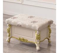 AEGCAOJH Repose-Pieds de Grande capacité pour Salon, Chambre à Coucher, Luxueux Pouf de Rangement rembourré, Banc de Rangement en Jacquard Caterpillar - Beige 60 x 40 x 37 cm (24 x 16 x 15
