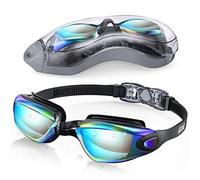 aegend Lunettes de natation miroir 2.0 sans fuite, anti-buée, protection UV, triathlon, revêtement miroir, étui de protection gratuit, accessoire natation pour adultes, hommes, femmes, enfants, noir