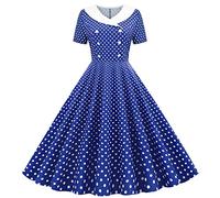 AEGJEGVD 2024 Robe Vintage Femme Années 50s 60s Audrey Hepburn Elégantes avec à Pois Rockabilly Audrey Hepburn Swing Plissé Robe à Manches Courtes Soirée Cocktail Cérémonie Mariage Robe Vintage 1950