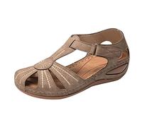 AEGJEGVD 2024 Sandales Femmes Compensée Été Chaussures Plate Talon Bout Fermé Mule Confortable Décontracté Antidérapant Boucle Plateforme Claquettes de Conduite Sandales Femme Été Confortable