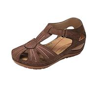 AEGJEGVD 2024 Sandales Femmes Compensée Été Chaussures Plate Talon Bout Fermé Mule Confortable Décontracté Antidérapant Boucle Plateforme Claquettes de Conduite Sandales Femme Été Confortable