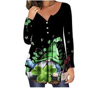 AEGJEGVD 2024 St. Patrick's Day Shirt Femme Saint Patrick Soirée a Imprimé Tunique Manches Longues Classique Cintré Tunique Femme Col Rond Grande Taille Déguisement St Patrick Femme