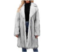 AEGJEGVD 2024 Veste Fausse Fourrure Femme mi Longue Léopard Manteau en Fourrure synthétique Veste d'hiver Chaude Manteau Élégant Couleur Unie Fluffy Manteau en Fausse Fourrure Polaire Coat Jacket